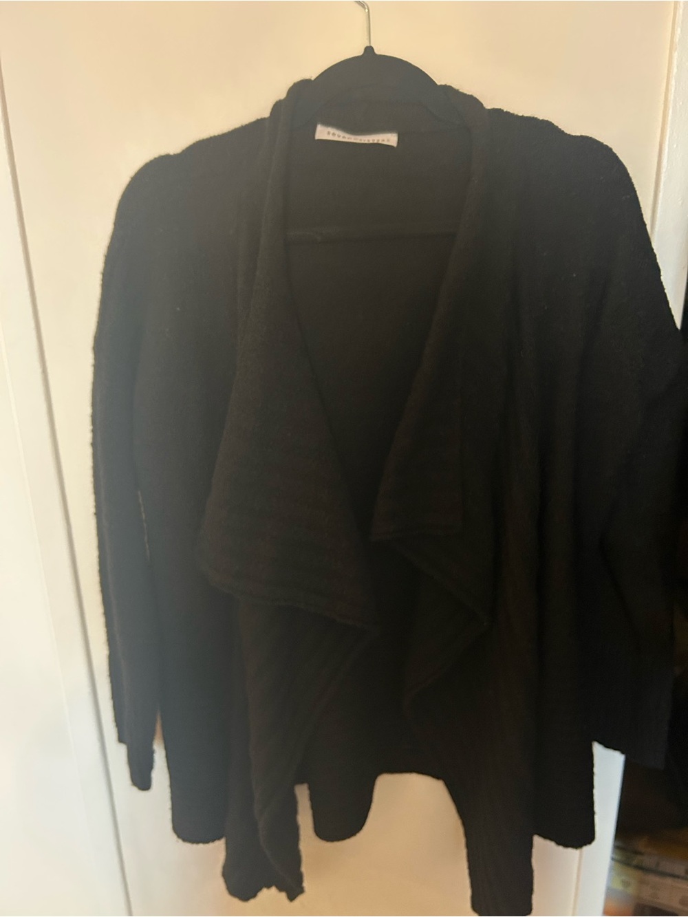 Women's Black Open-Front Draped Cardigan